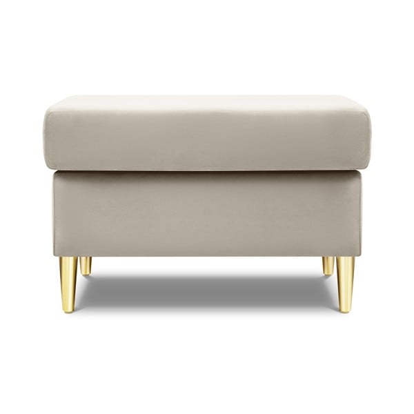 Taburet bej cu tapițerie din catifea Kyoto – Cosmopolitan Design