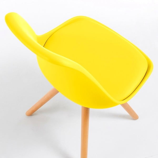 Scaun cu picioare din lemn de fag Bonami Essentials Lumos, galben-image-2