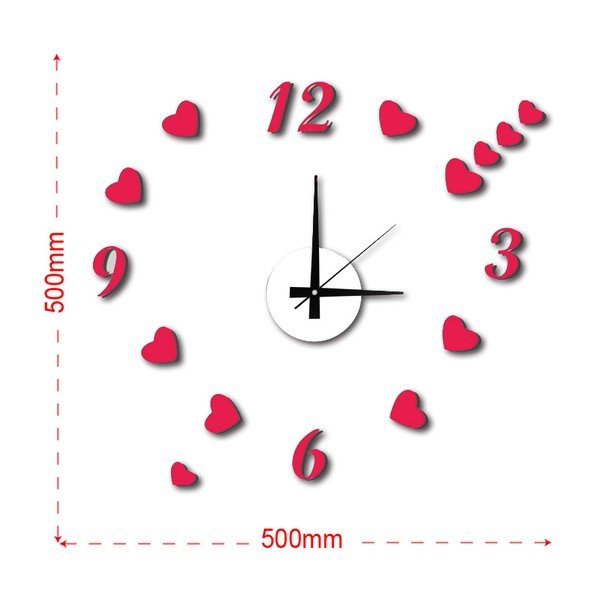 Ceas de perete autocolant Mauro Ferretti Hearts, ⌀ 50 cm-image-2