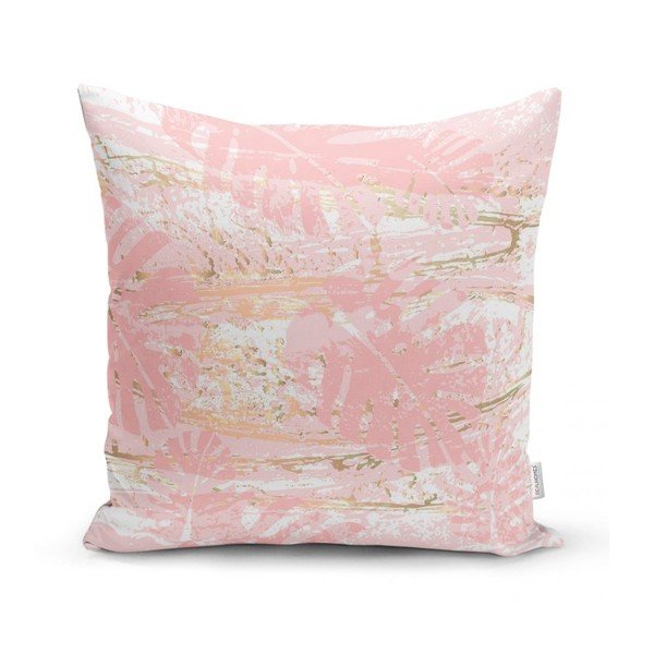 Față de pernă Minimalist Cushion Covers Pink Leafes Brush, 45 x 45 cm