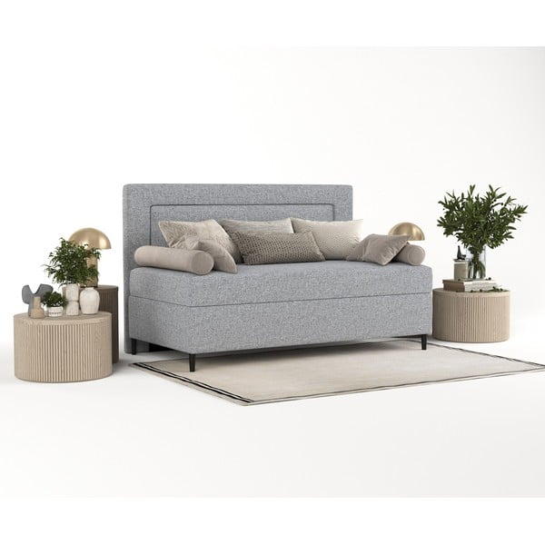 Pat gri tapițat 80x200 cm Alba – Maison de Rêve-image-2