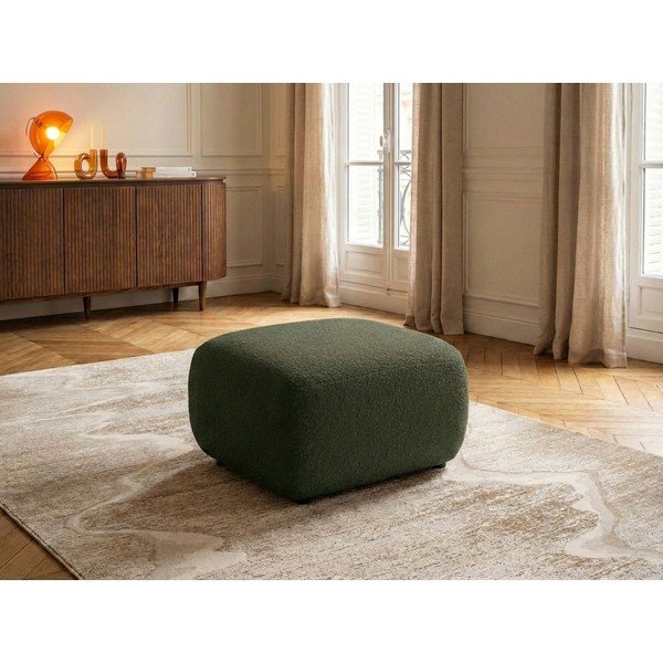 Taburet verde cu tapițerie din țesătură bouclé Montaigne – Bobochic Paris-image-1