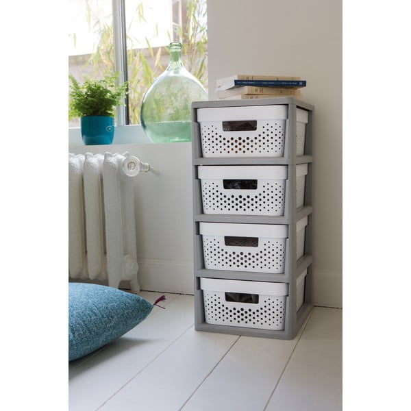 Etajeră pe roți albă/gri din plastic 29,5x65,5 cm Infinity – Curver-image-2