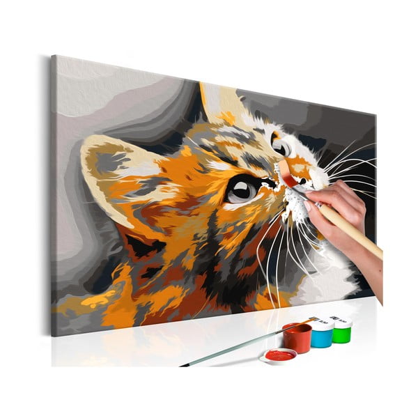 Set de pânze, vopseluri şi perii DIY Artgeist Red Cat, 60 x 40 cm