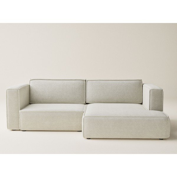 Colțar crem extensibil/cu spațiu de depozitare cu tapițerie din chenille (cu colț pe partea dreaptă/cu șezlong) Velto – Maison de Rêve-image-2