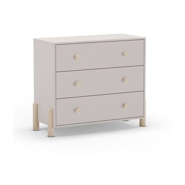 Comodă de copii crem joasă din lemn de pin 90x80 cm Enola – Marckeric-image-3