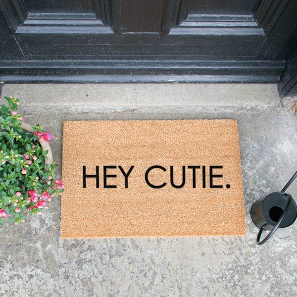 Covoraș intrare din fibre de cocos Artsy Doormats Hey Cutie, 40 x 60 cm, negru-image-1