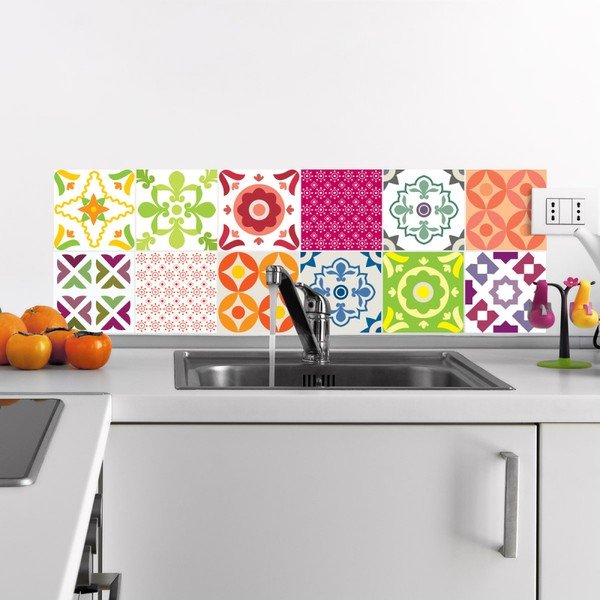Set 12 autocolante de perete Ambiance Elegant Tiles, 10 x 10 cm-image-1