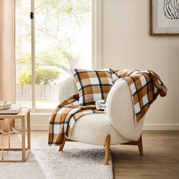 Pătură maro din sherpa 125x150 cm Ecossais – douceur d'intérieur-image-2