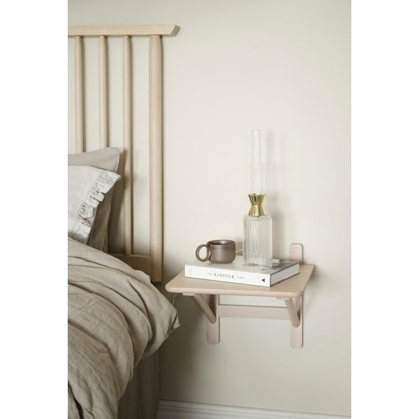 Noptieră în culoare naturală cu rafturi cu aspect de lemn de stejar Camrose - Rowico-image-1