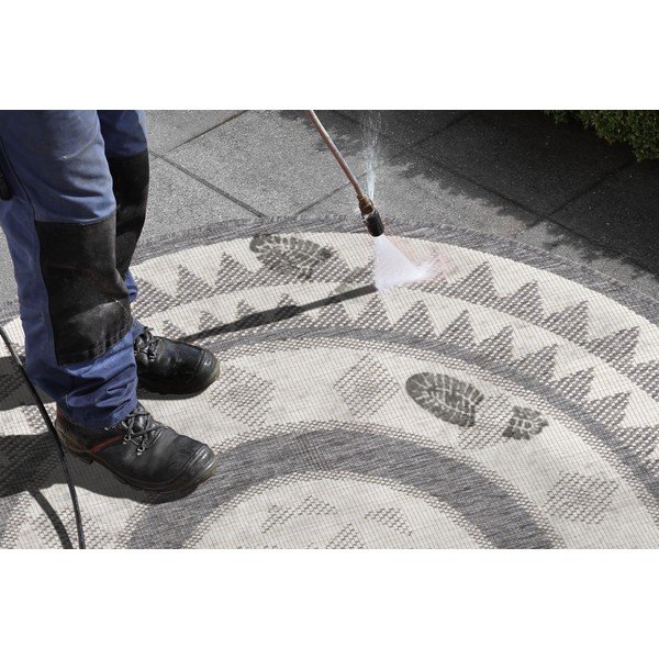 Covor adecvat pentru exterior NORTHRUGS Jamaica, ⌀ 140 cm, gri-crem-image-1