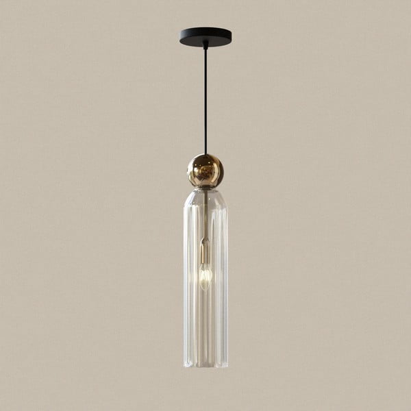 Lustră neagră cu abajur din sticlă ø 10 cm Arizona – Squid Lighting