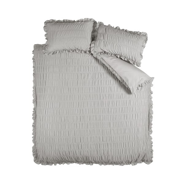 Lenjerie de pat gri din țesătură crep pentru pat dublu 200x200 cm Seersucker Frill – Catherine Lansfield