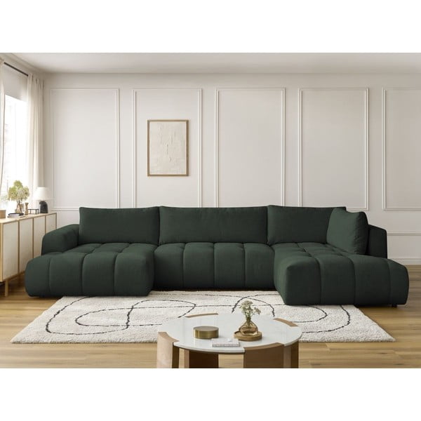 Colțar verde extensibil/cu spațiu de depozitare (cu colț pe partea dreaptă/în formă de "U") Fuji – Bobochic Paris-image-1