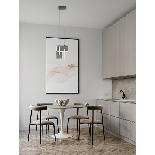 Lustră gri deschis LED cu intensitate reglabilă din metal Totem – Nova Luce-image-2