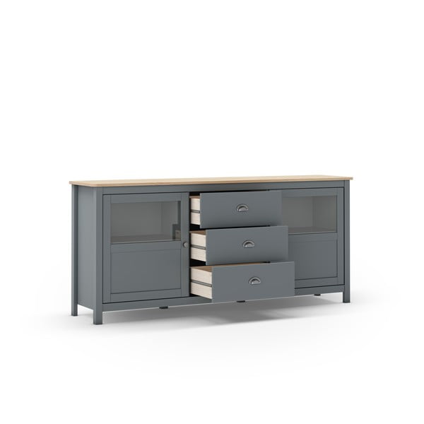 Comodă verde prăfuit din lemn de pin 180x80x40 cm Misti – Marckeric-image-2