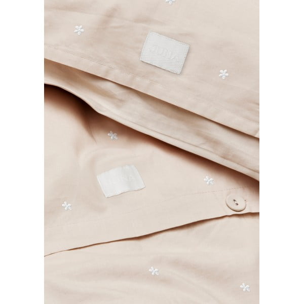 Lenjerie de pat bej din bumbac percal pentru pat de o persoană 140x200 cm Daisy – JUNA-image-3