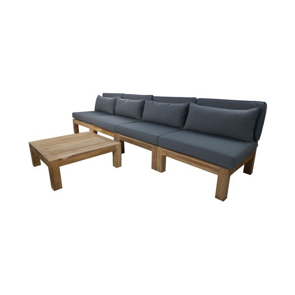 Set mobilier de grădină gri din lemn de tec pentru patru persoane Aruba - HSM collection-image-1