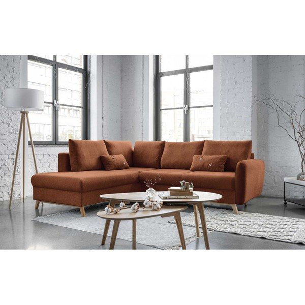 Colțar extensibil cu șezlong pe partea stângă Miuform Scandic Lagom L, portocaliu închis-image-3