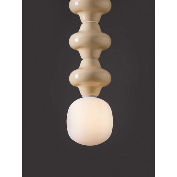 Lustră albă/crem din ceramică cu abajur din sticlă ø 18 cm Clio – Nova Luce-image-1