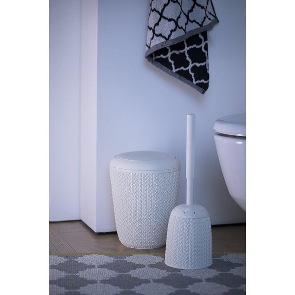 Coș de gunoi alb pentru baie Curver Knit, 7 l-image-1