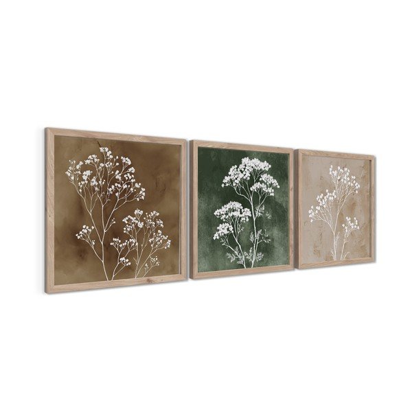 Tablouri 3 buc. 30x30 cm Floral Imprint – Styler-image-3