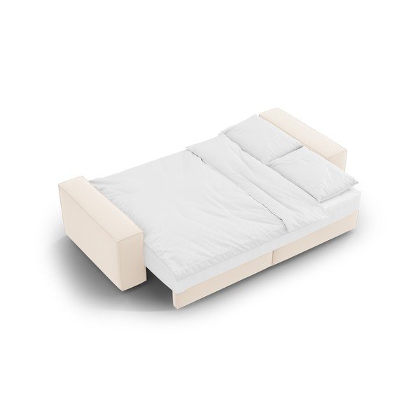 Canapea bej extensibilă/cu spațiu de depozitare cu tapițerie din catifea 247 cm Jodie – Micadoni -image-4