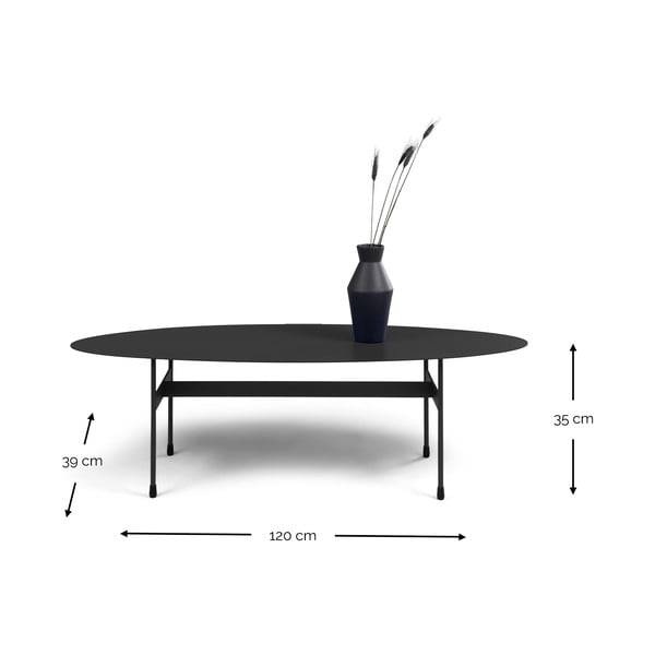 Măsuță de cafea neagră din metal 39x120 cm Mira – Spinder Design-image-4