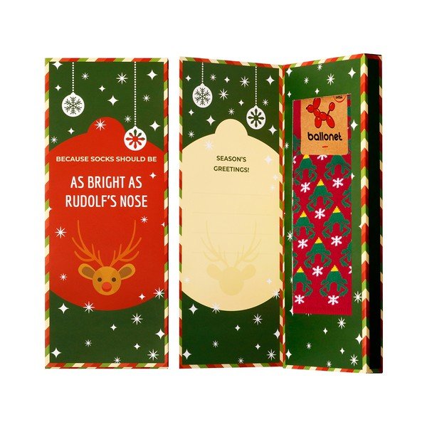 Șosete în cutie de cadou Ballonet Socks Season's Greetings Socks Card with Caribou, mărime 36 - 40-image-1