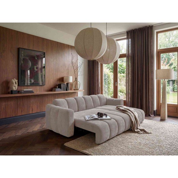 Colțar bej extensibil cu tapițerie din chenille (cu colț pe partea dreaptă) Michell – Miuform-image-1