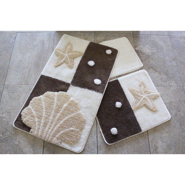 Covorașe de baie maro/crem 3 buc. 100x60 cm – Foutastic-image-2