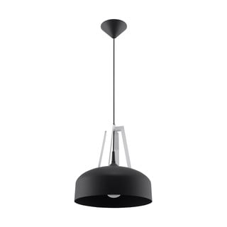 Lustră neagră cu abajur din lemn/metal ø 30 cm Olla - Nice Lamps
