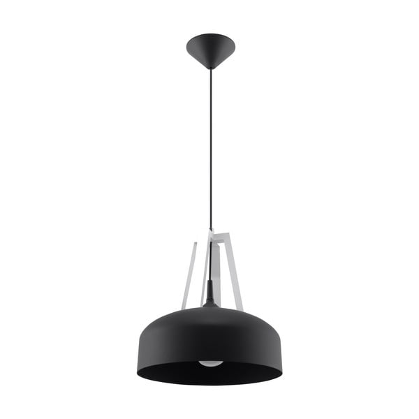 Lustră neagră cu abajur din lemn/metal ø 30 cm Olla - Nice Lamps