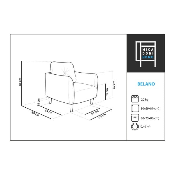 Fotoliu Micadoni Home Belano, albastru-image-2