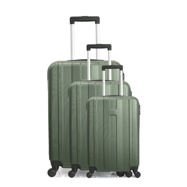 Set 3 valize cu roți pentru călătorie Hero Atlanta, verde