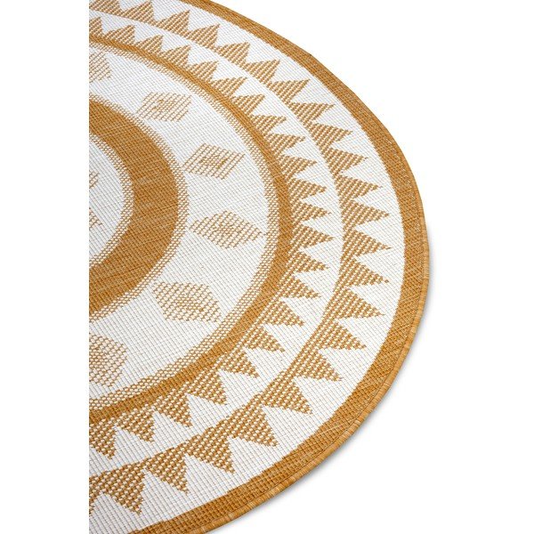 Covor de exterior galben ocru-alb rotund ø 140 cm Jamaica – NORTHRUGS-image-4