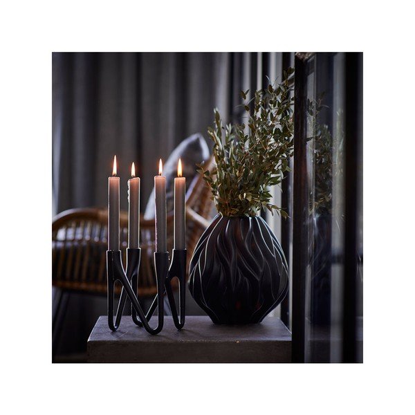 Vază din porțelan Morsø Flame, înălțime 23 cm, negru-image-1