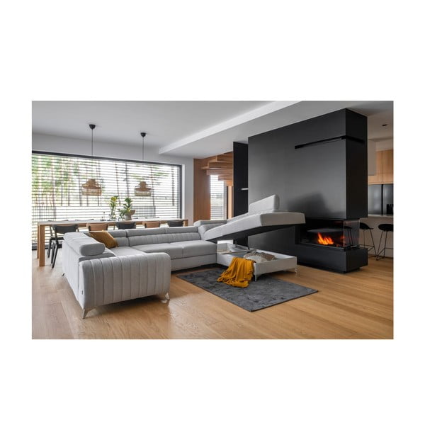 Colțar gri deschis extensibil/cu spațiu de depozitare (cu colț pe partea dreaptă/în formă de "U") Louis – ELTAP-image-4