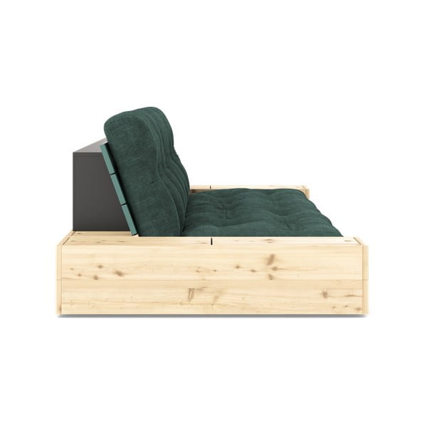 Canapea verde-închis extensibilă cu tapițerie din catifea reiată  244 cm Base – Karup Design-image-3
