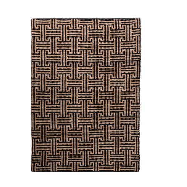 Covor negru-în culoare naturală țesut manual din amestec de iută 120x170 cm Meander Jute – Flair Rugs