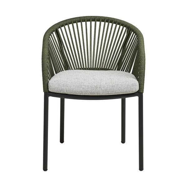 Scaun de grădină verde din metal/capitonat Novella – House Nordic-image-2