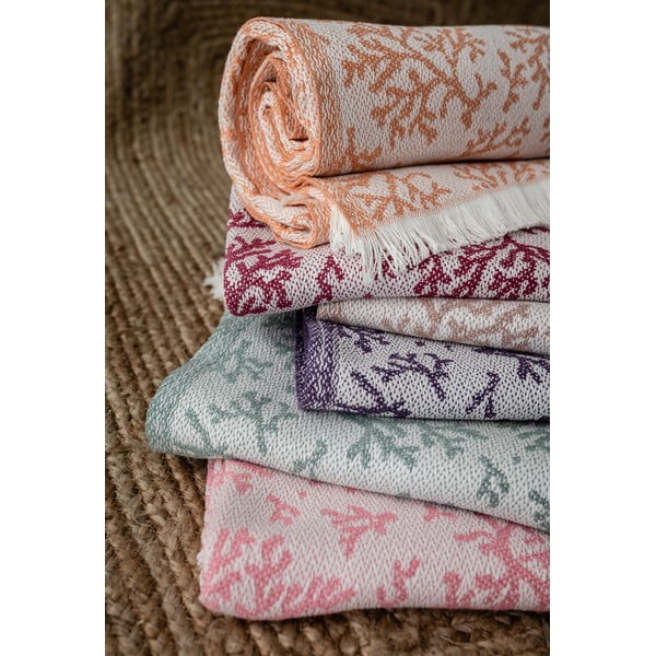 Pled din amestec de bumbac Euromant Summer Coral, 140 x 180 cm, roz-image-2