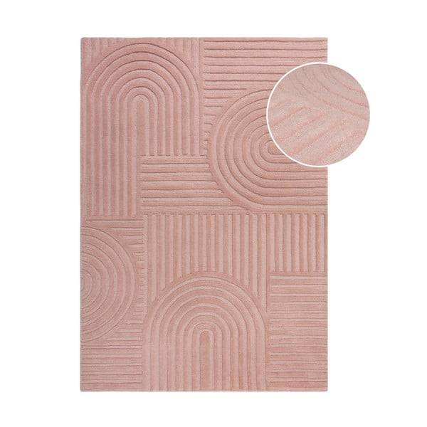 Covor din lână Flair Rugs Zen Garden 160 x 230 cm, roz