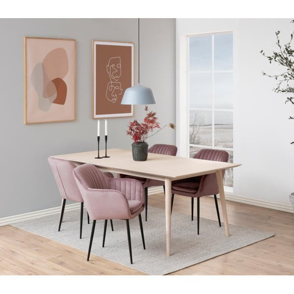 Scaun de sufragerie roz tapițat Emilia – Actona-image-1