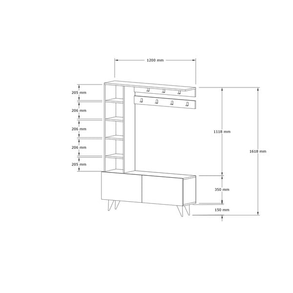Set pentru hol cu aspect de lemn de nuc Hale – Kalune Design-image-3