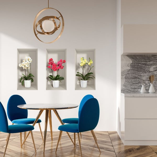 Set 3 autocolante 3D pentru perete Ambiance Orchids-image-1