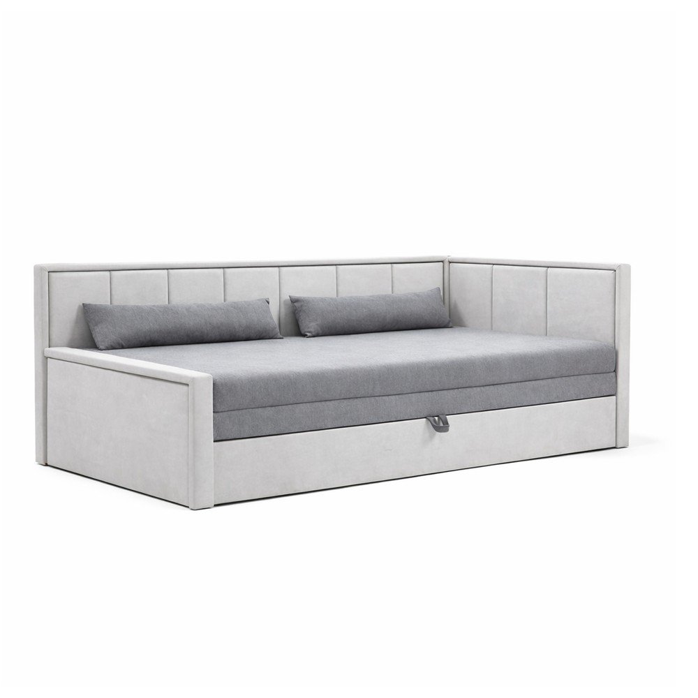 Canapea gri extensibilă/cu spațiu de depozitare cu tapițerie din chenille 214 cm Fulgeo – ELTAP