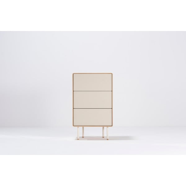 Comodă albă/în culoare naturală înaltă din lemn de stejar 60x100 cm Fina – Gazzda-image-4