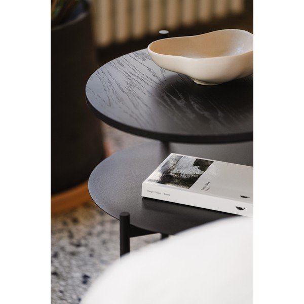 Noptieră neagră cu blat cu aspect de lemn de stejar Tu – noo.ma-image-3