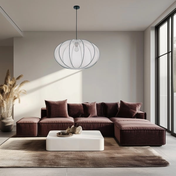 Lustră albă cu abajur textil ø 60 cm Mellow – Candellux Lighting-image-1